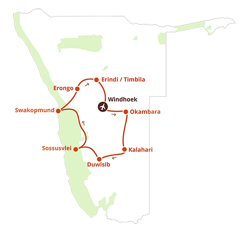 Namibia Family Tour Map